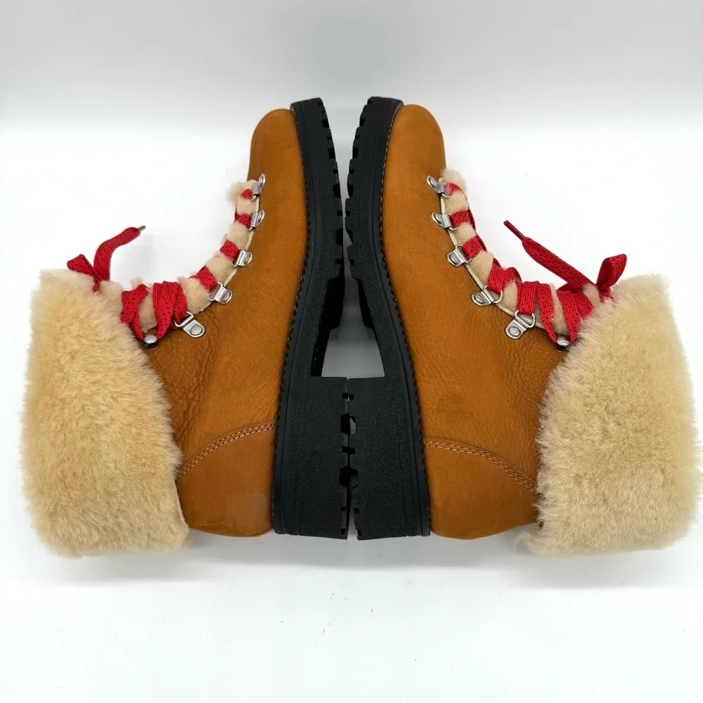 J.Crew Nordic Shearling Hiking Boots with Red laces Women’s Size 11